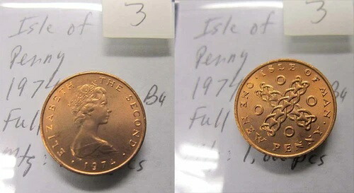 マン島、1974年ワン・ニュー・ペンス、発行枚数1,000枚、希少、極上逸品、BU