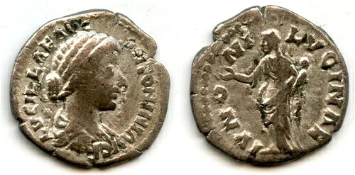 ルシウス・ウェルスの妻ルシラのデナリウス銀貨(西暦 169 年没)、ローマ帝国(RIC 7)