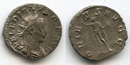 ヴァレリアヌス（253-260年）の銀アントニニアヌス、リヨン造幣局、ローマ帝国