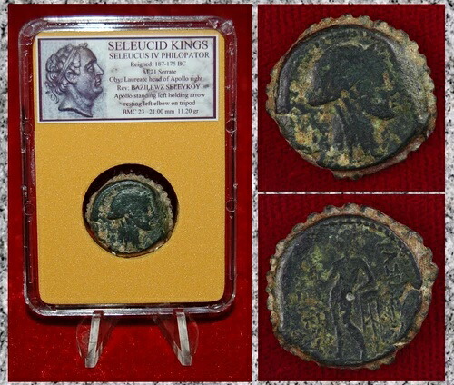 古代ギリシャのコイン セレウコス朝王 セレウコス4世 フィロパトル アポロ 青銅