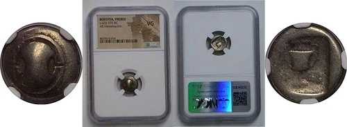 紀元前425-375年頃 ギリシャ ボイオティア、テーベ AR ヘミドラクマ NGC VG 52,140円