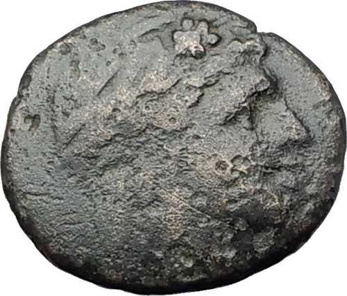 Temnos in Aeolis 2-1cenBC本物の古代ギリシャコイン Dionysus & ATHENA i61353-