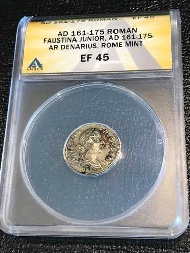 ANACS EF45 (XF45) ファウスティナ ジュニア ローマミント ローマ アル デナリウス コイン 161-175 AD