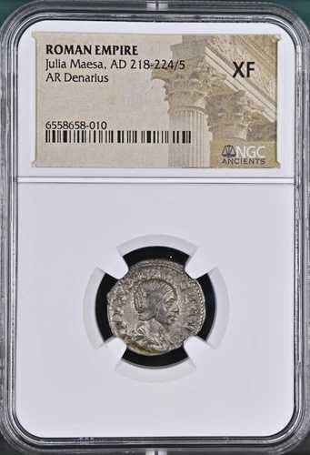 ローマ帝国ユリア・マエサ銀貨デナリウス（紀元後218～225年） - NGC XF！希少品！