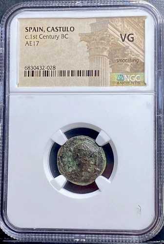 古代ケルトオレタニピープルイベリアコイン125BC-101BC NGCレアブルカストゥーロ-