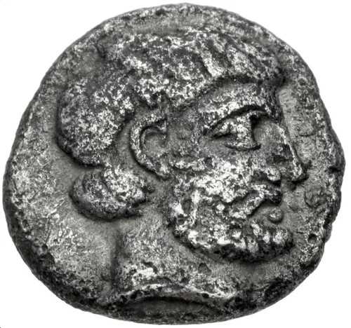 カリア、鋳造時期不明（紀元前380-340年頃）ディオボル銀貨