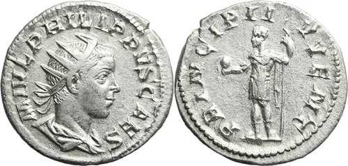 フェリペ 2 世の古代ローマ銀貨 - PRINCIPI IVVENT