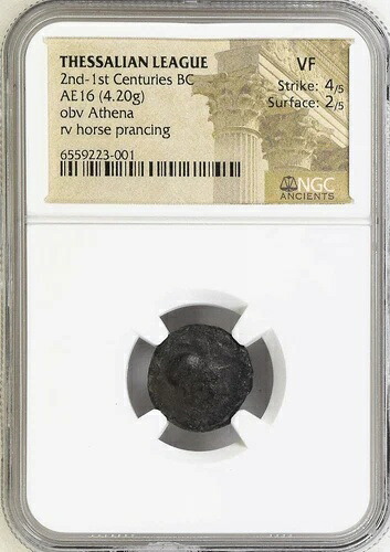 テッサリア同盟 紀元前2世紀～1世紀 AE16 表側 アテナ 逆側 馬 NGC VF 37,895円