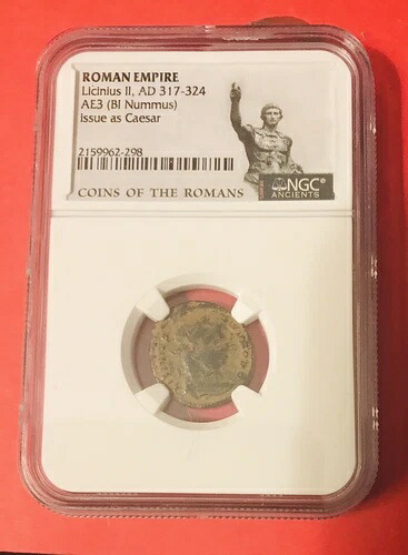 ローマ帝国。リキニウス 2 世、AD 317-324、AE3 (BI Nummus)、シーザー、NGC