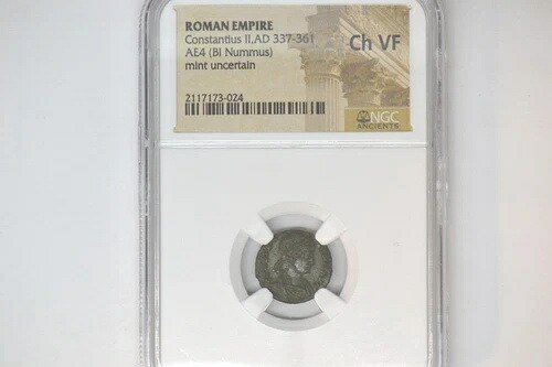 ローマ帝国: コンスタンティウス 2 世 (AD 337-361)。 BI 数値、AE4 NGC CH VF。素晴らしい