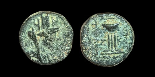 古代ギリシャのアンティオキア・セレウキス、紀元前92世紀、テュケーの頭部のコイン。