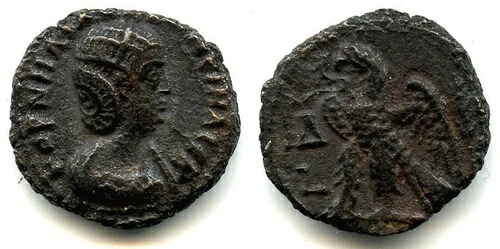 皇后サロニナ（268年没）のニース・ポタン・テトラドラクマ金貨、アレクサンドリア造幣局、ローマ帝国
