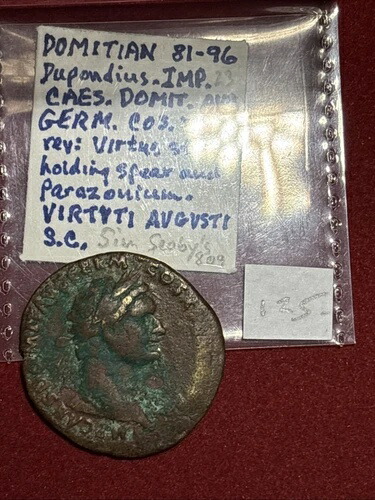 ドミティアヌス (AD 81-96) AS ローマ AE 青銅貨 Rev Virtus ローマ造幣局