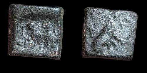 古代インド 優れた品質のタキシラ銅製ライオン象型ガンダーラ像