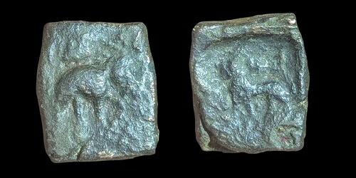 古代インド 優れた品質のタキシラ銅製ライオン象型ガンダーラ像