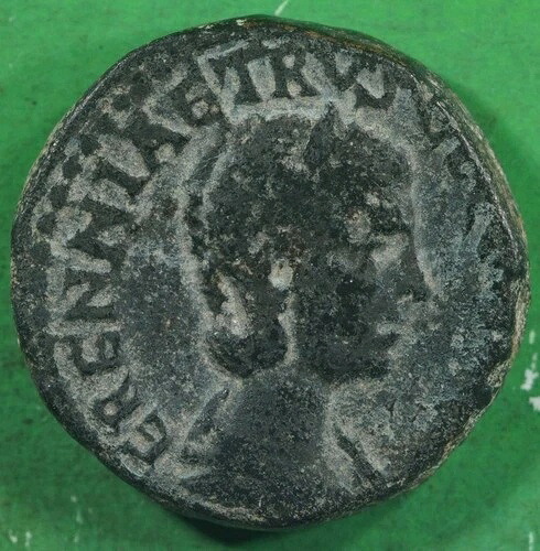 ローマの属州 AE19 ヘレンニア エトルシラ ユダヤの青銅貨 TYCHE @2292