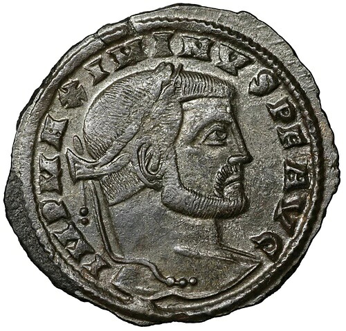 Maximinus Daia Follis 古い古代ローマのコインローマ帝国帝国のコイン