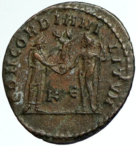 マクシミアン295年 本物 古代ローマコイン ゼウス＆勝利の天使 i102395