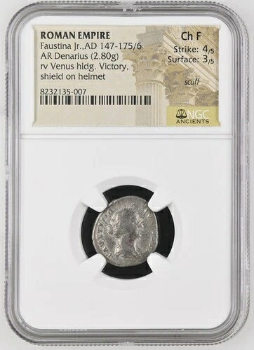 西暦147-175/6年 ローマ帝国 西暦147-175/6年 AR デナリウス・ファウスティナ・ジュニア NGC 古代史 47,520円