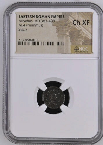 ローマ帝国。アルカディウス、西暦395-423年。?4、勝利の女神像、NGCチョイスXF 47,520円