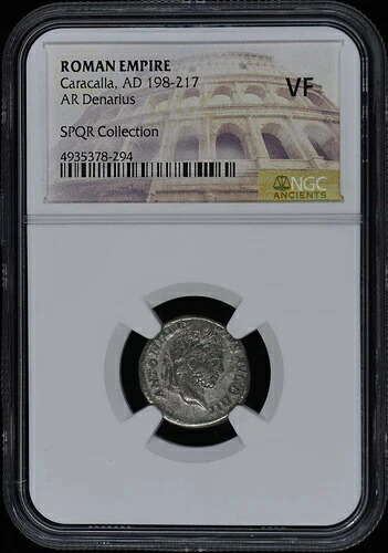 カラカラ、西暦198-217年 ローマ帝国 AR デナリウス NGC VF20 48,180円