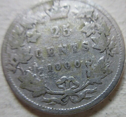 1900年カナダ 25セント銀貨。キーデイトクォーター（RJ981）