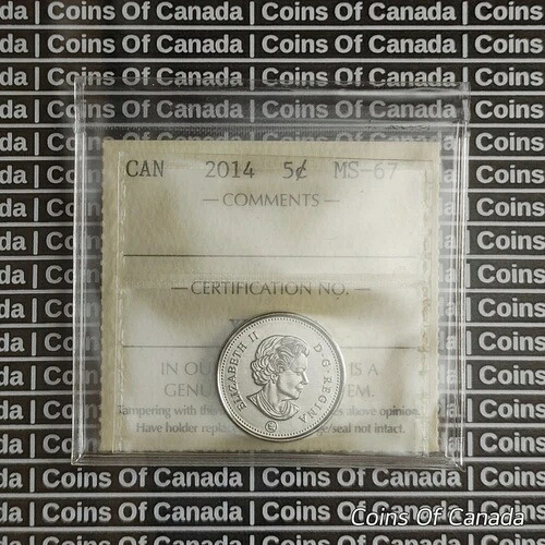 2014年カナダ5セントニッケルコイン ICCS MS 67 - 希少な最高級コイン #coinsofcanada