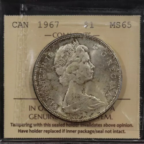 1967年 $1 ICCS MS-65 グースドル カナダシルバー エリザベスドル -
