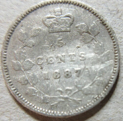 1887年カナダ銀貨5セント。主要日付：ニッケル5セント（RJ149）