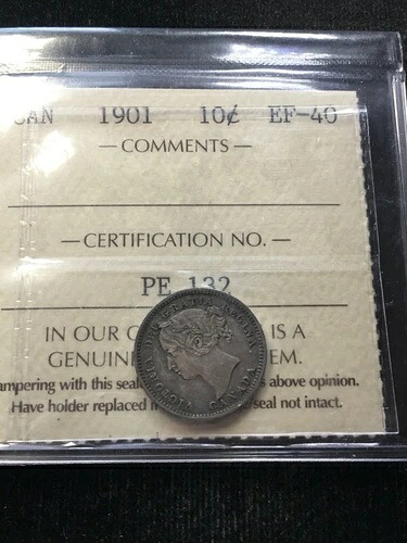 1901年 ICCS グレードカナダ、10セント、**EF-40** # PE 132
