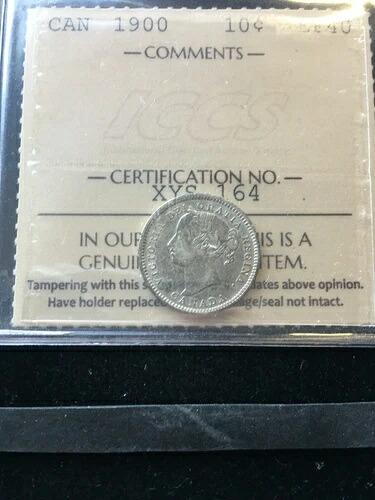 1900年 ICCS グレードカナダ、10セント、**EF-40** # XYS 164