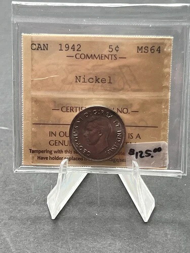 1942年カナダ5セント金貨、ICCS MS64グレード