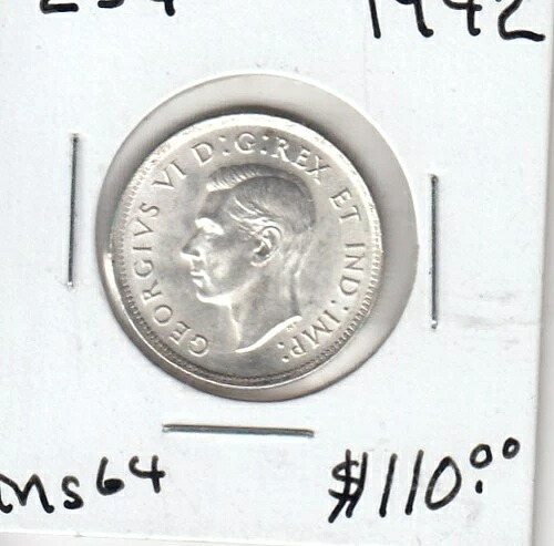 1942年カナダ25セント硬貨 25C - ミントステート C4