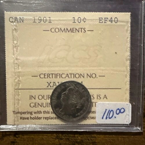1901年 カナダ 10セントシルバーコイン -ICCS XF40-