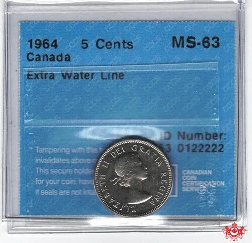 1964年カナダ5セントエクストラウォーターライン - CCCS MS63 - 0122222-