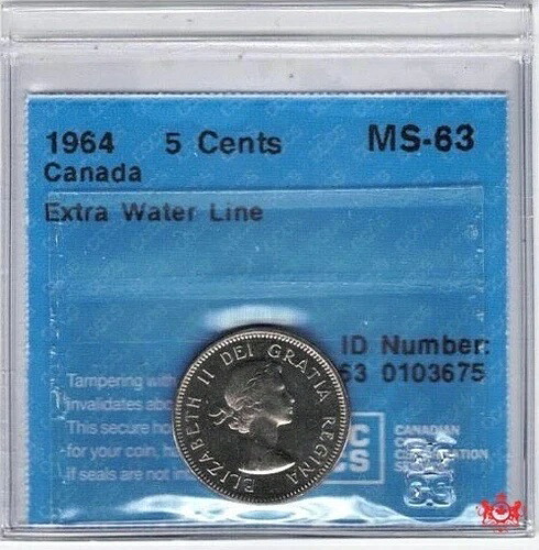 1964年カナダ5セントエクストラウォーターライン - CCCS MS63 - 0103675-