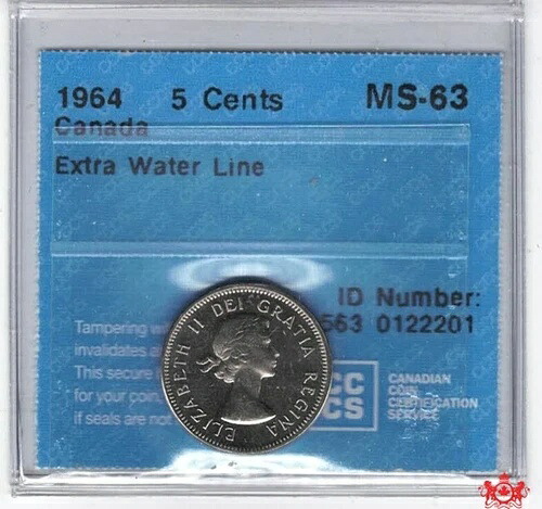 1964年カナダ5セントエクストラウォーターライン - CCCS MS63 - 0122201-