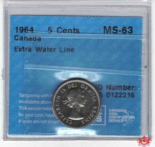 1964年カナダ5セントエクストラウォーターライン - CCCS MS63 - 0122216-