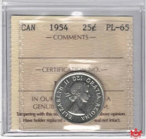 1954年カナダ25セント - ICCS PL65 - LH 502-