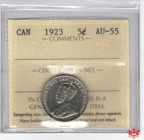 1923年カナダ5セント - ICCS AU55 - XUB 533-