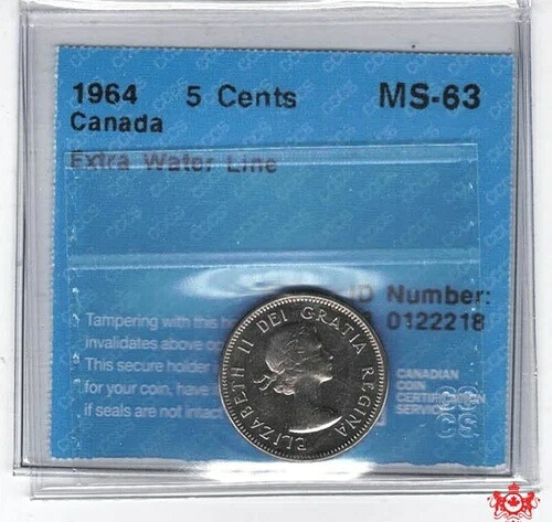 1964年カナダ5セントエクストラウォーターライン - CCCS MS63 - 0122218- 44,330円