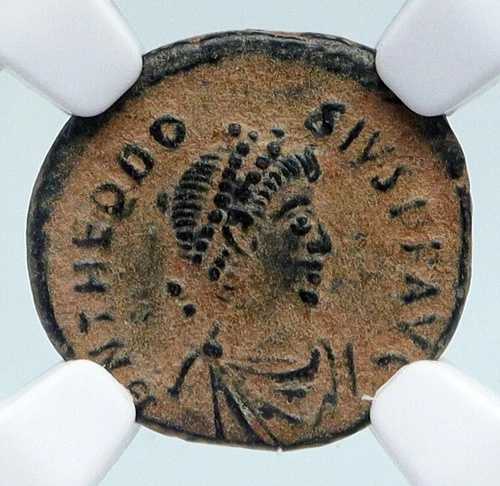 テオドシウス1世（大王） 真正古代キリスト教紀元388年ローマコイン NGC i89513