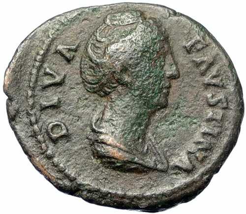 ディーバ・ファウスティナ1世（シニア）ローマ 147D 古代ローマコイン アントニヌス・ピウス ウェスタ祭壇 i100489