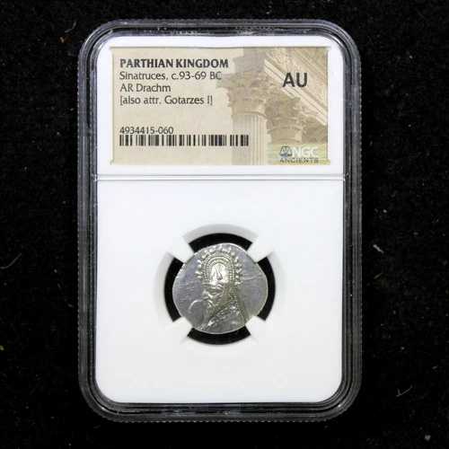 パルティア王国 シナトルケス、紀元前93-69年頃 - ARドラクマ - NGC AU - **希少**