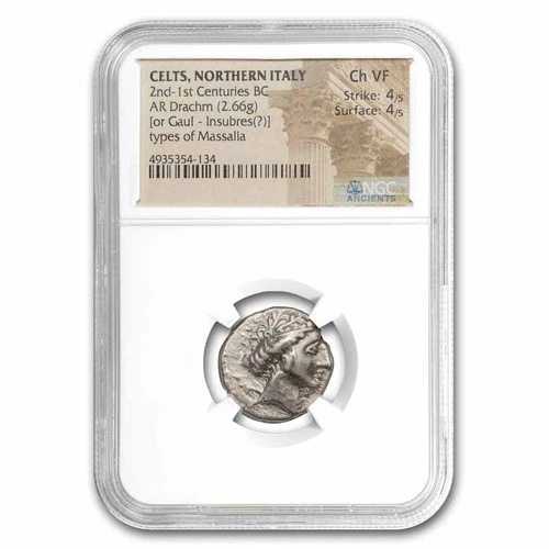 ケルト人、北イタリア AR ドラクマ（紀元前2～1世紀）Ch VF NGC