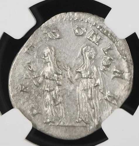 EMPIRE トラヤヌス・デキウスと二人のパンノニア NGC XF シルバー ローマ古代コイン D443