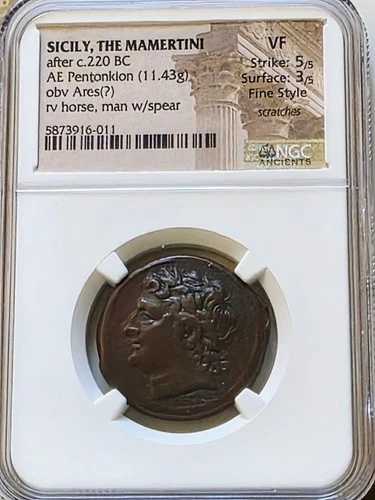 シチリア島、マメルティーニAEペントンキオンARES NGC VFファインスタイル古代コイン