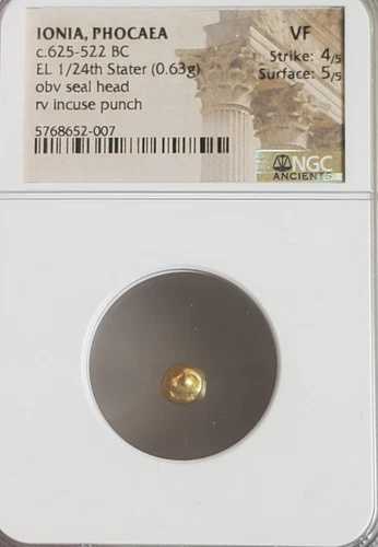 イオニア、フォカイアの印章頭 1/24 スタター NGC VF 4/5 古代金貨