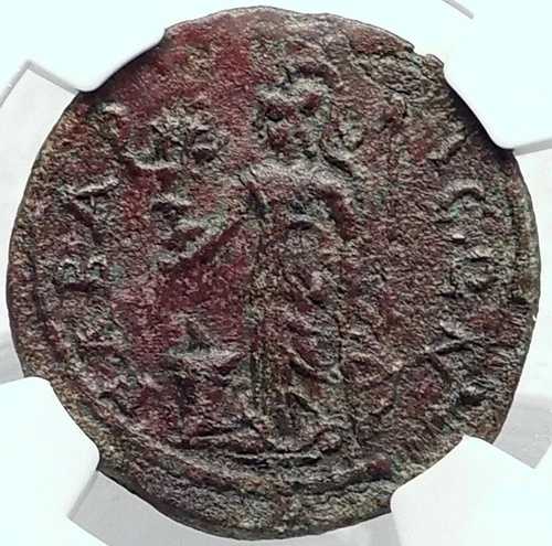 カラカラ 非常に希少な本物の古代ローマコイン ガバラとアテナ NGC i82329