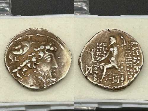 (12.82g)古代セレクイド王国デメトリオス2世の銀アルテトラドラクマ貨幣 #P67